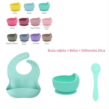 Set za prehranu psa: silikonska zdjela u obliku puža sa usisnim dijelom i mekanom silikonskom žličicom (Materijal: silikon; Oblik: puž; Usisni dio; Silikonska žličica)