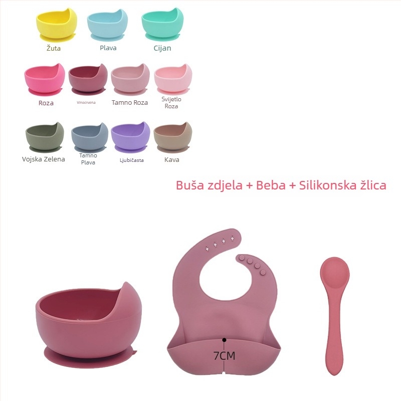 Set za prehranu psa: silikonska zdjela u obliku puža sa usisnim dijelom i mekanom silikonskom žličicom (Materijal: silikon; Oblik: puž; Usisni dio; Silikonska žličica)