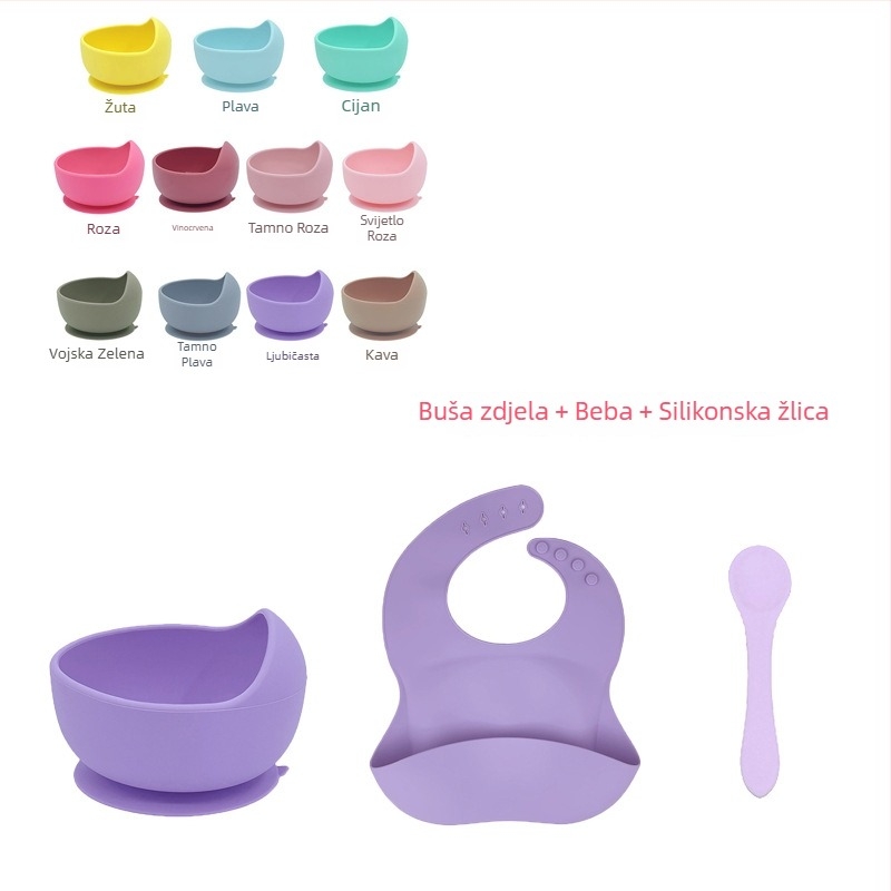 Set za prehranu psa: silikonska zdjela u obliku puža sa usisnim dijelom i mekanom silikonskom žličicom (Materijal: silikon; Oblik: puž; Usisni dio; Silikonska žličica)