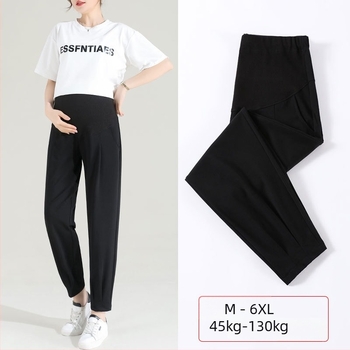 Pantalone za trudnice, proljeće-jesen, haram stil, duljina 9/10, podrška trbuha, najlon