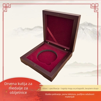 Drvena kutija za značke i spomenske novčiće, graviranje i prilagođeni logotip