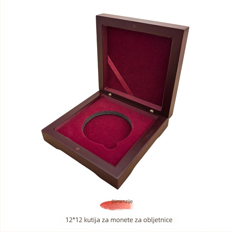 Drvena kutija za značke i spomenske novčiće, graviranje i prilagođeni logotip