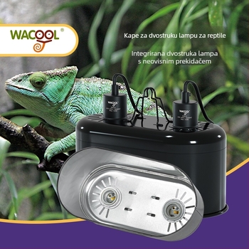 Wacool Lampa za reptile UVB/UVA s dvostrukim sjenilom, keramičko grijanje, 150W, 0,88 kg