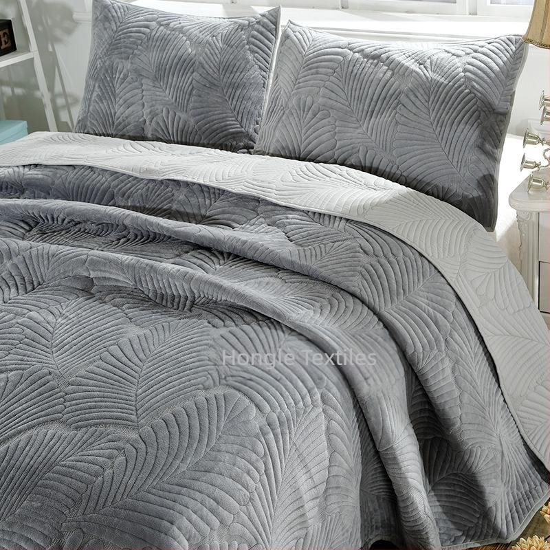 Ljetni quilt set, 100% pamuk, reaktivno tiskanje i bojanje, geometrijski uzorak, jednostavno tkanje, trodijelni set posteljine