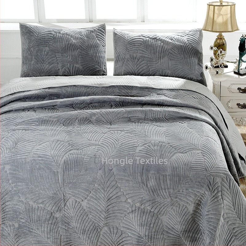 Ljetni quilt set, 100% pamuk, reaktivno tiskanje i bojanje, geometrijski uzorak, jednostavno tkanje, trodijelni set posteljine