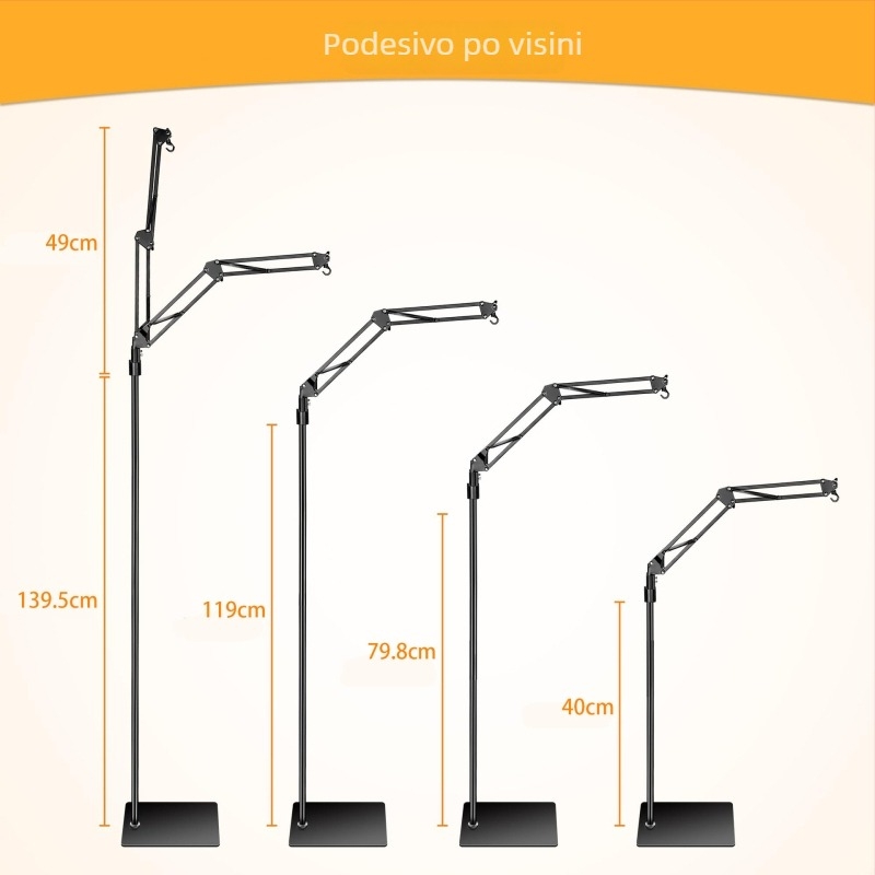 Stalak lampe za gmizavce s dvostrukim visećim dizajnom, 360° rotacija, podesiva i izvučiva, metalni, težina 2,4 kg