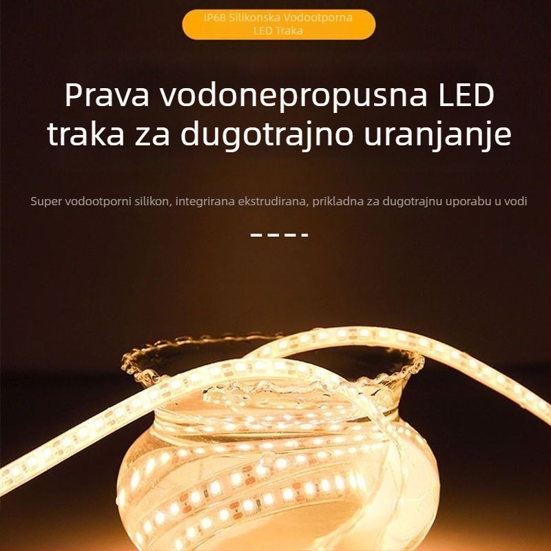 Podvodna COB silikonska LED traka za akvarij, vodootporna 24V, 5–10W, bez treperenja, izdržljiva, ravnomjerno osvjetljenje