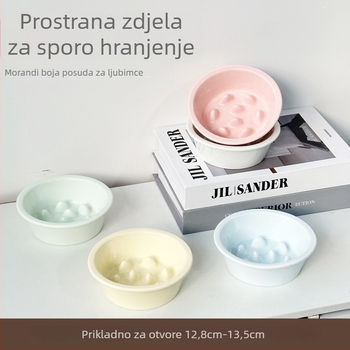 Keramička posuda za sporu prehranu mačaka i psa s podignutim držačem, protiv prevrtanja i zaštita vrata