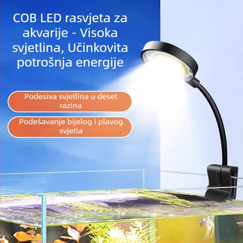 Klip lampica za akvarij Betta s punim spektrom rasvjete, COB LED, USB napajanje, 5 W, PVC kućište
