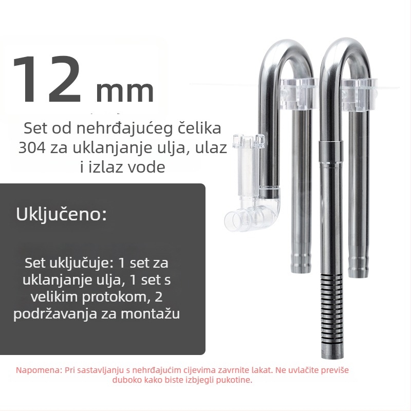 fish envy NVS nehrđajući čelik izlaz vode set za uklanjanje masnog filma za akvarij — ulazno/izlazno cijev (nije staklo)