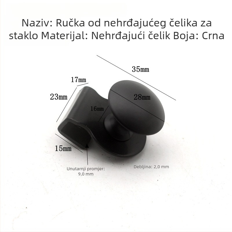 Držač za staklena vrata ormara, montaža bez bušenja, cinkova legura, lijevanje pod pritiskom, moderan minimalistički stil, model 20170624