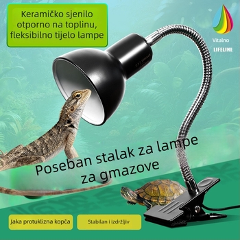 Lampa za terarij reptila sa staklenom usisnom pločom i stalkom, 4W aluminijska legura, potpuno spektrum UVA UVB, Model 05