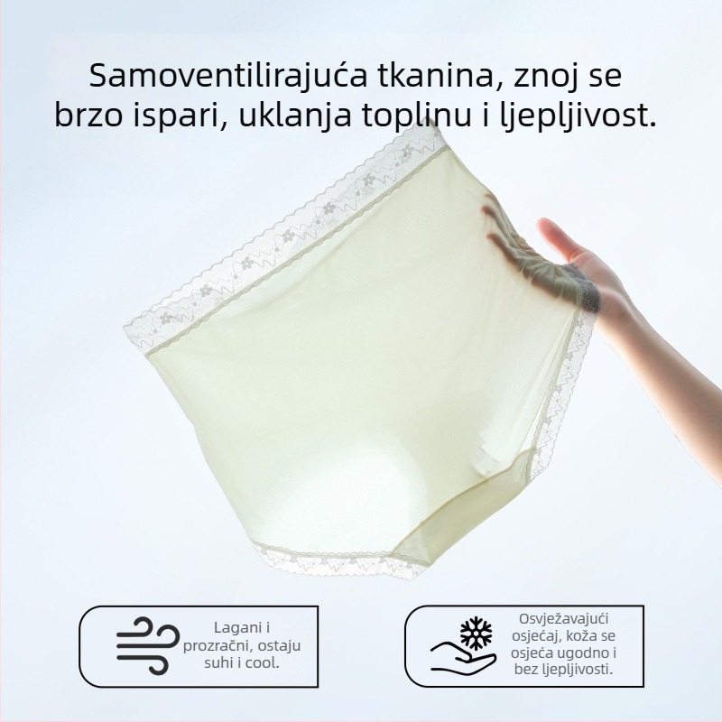 Trudničko donje rublje s visokim strukom i podrškom za stomak, Ice Silk tkanina (najlon + spandeks), pamučna podstava, ribana pletenina