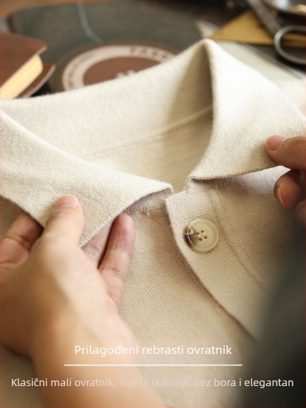 Muški pleteni kardigan – korejski stil, labav kroj, okrugli ovratnik, dugi rukavi, mješavina vune s 42,2% akrila
