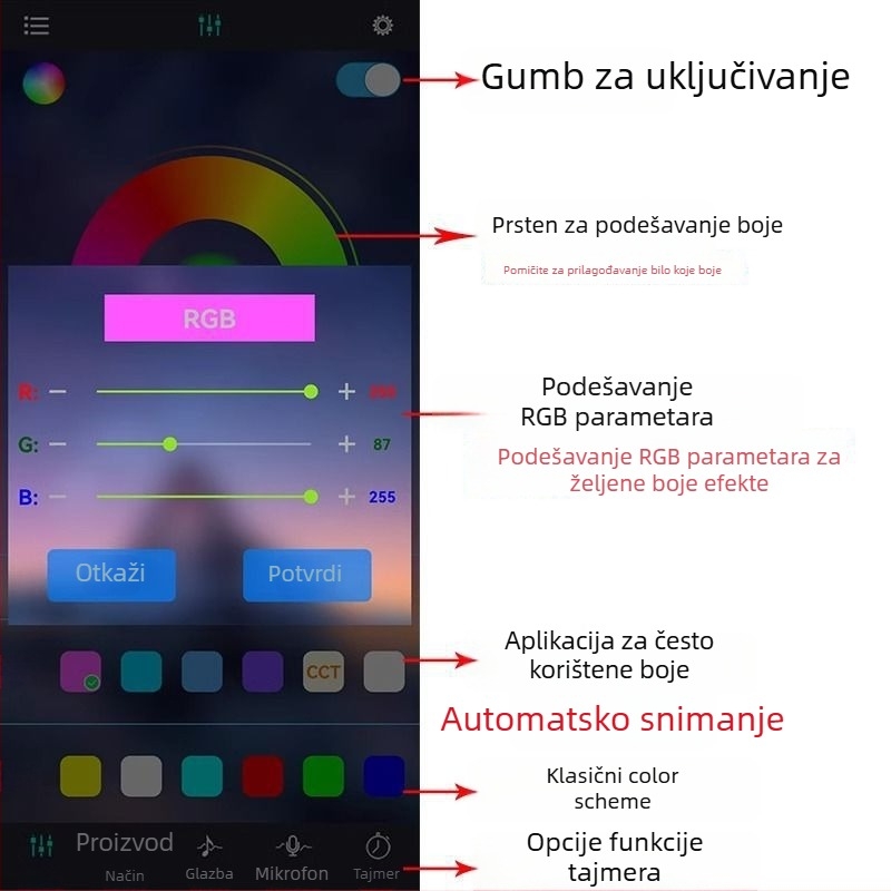 Pametna LED svjetiljka za akvarij, vodootporna i potopna, upravljanje putem aplikacije, cijeli spektar
