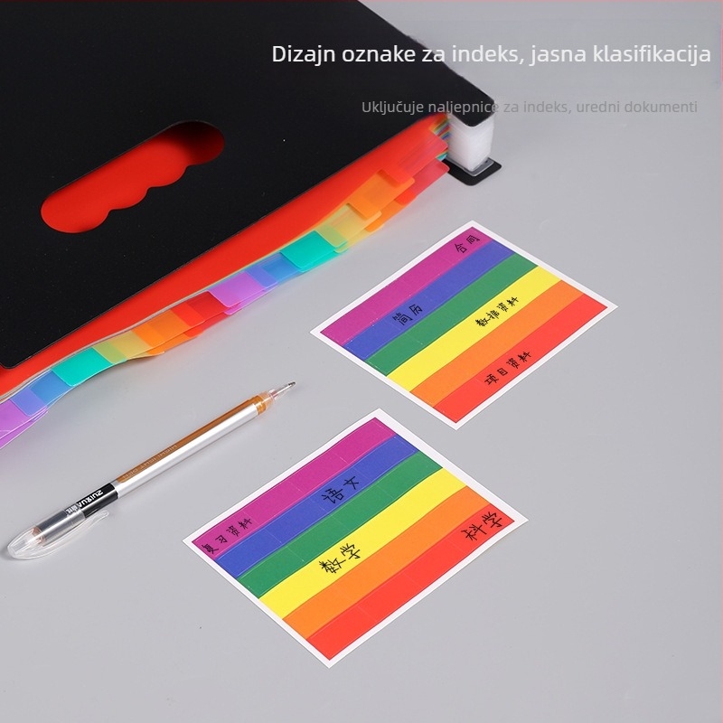 Yurui PP stojeći trostrano zatvoren fascikl s 25 pretinaca, mogućnost ispisa logotipa