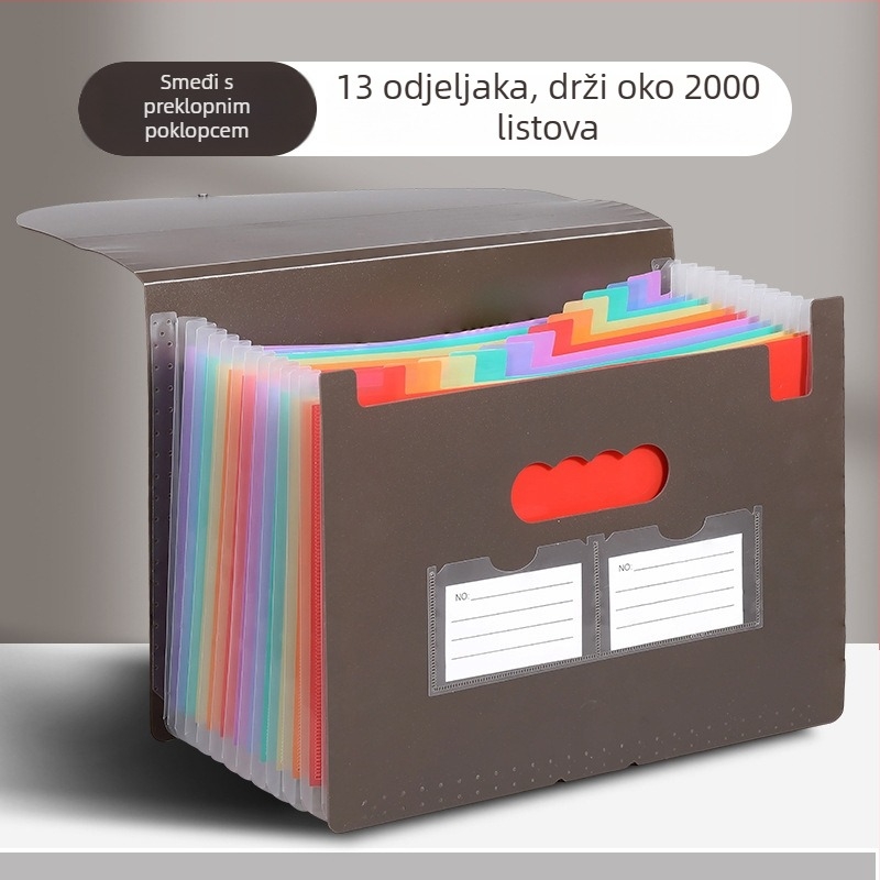 Yurui PP stojeći trostrano zatvoren fascikl s 25 pretinaca, mogućnost ispisa logotipa