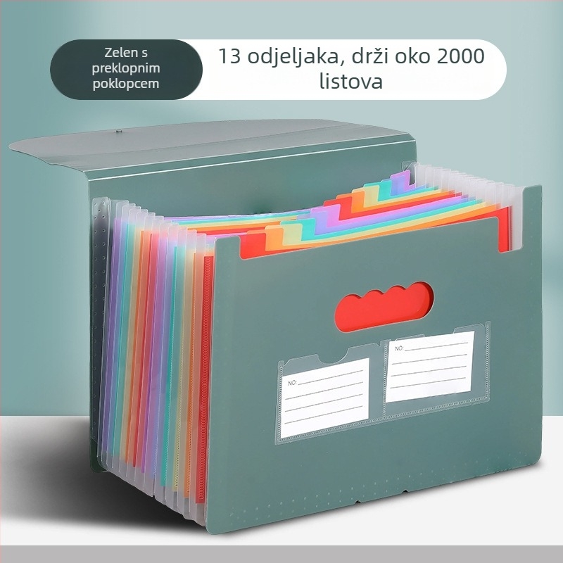Yurui PP stojeći trostrano zatvoren fascikl s 25 pretinaca, mogućnost ispisa logotipa