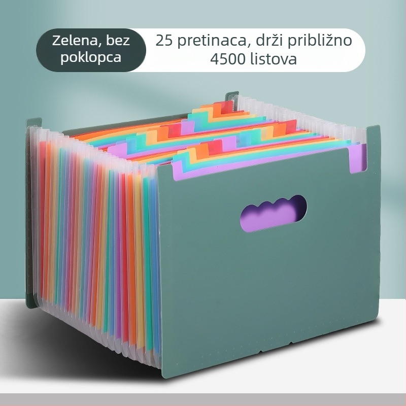 Yurui PP stojeći trostrano zatvoren fascikl s 25 pretinaca, mogućnost ispisa logotipa