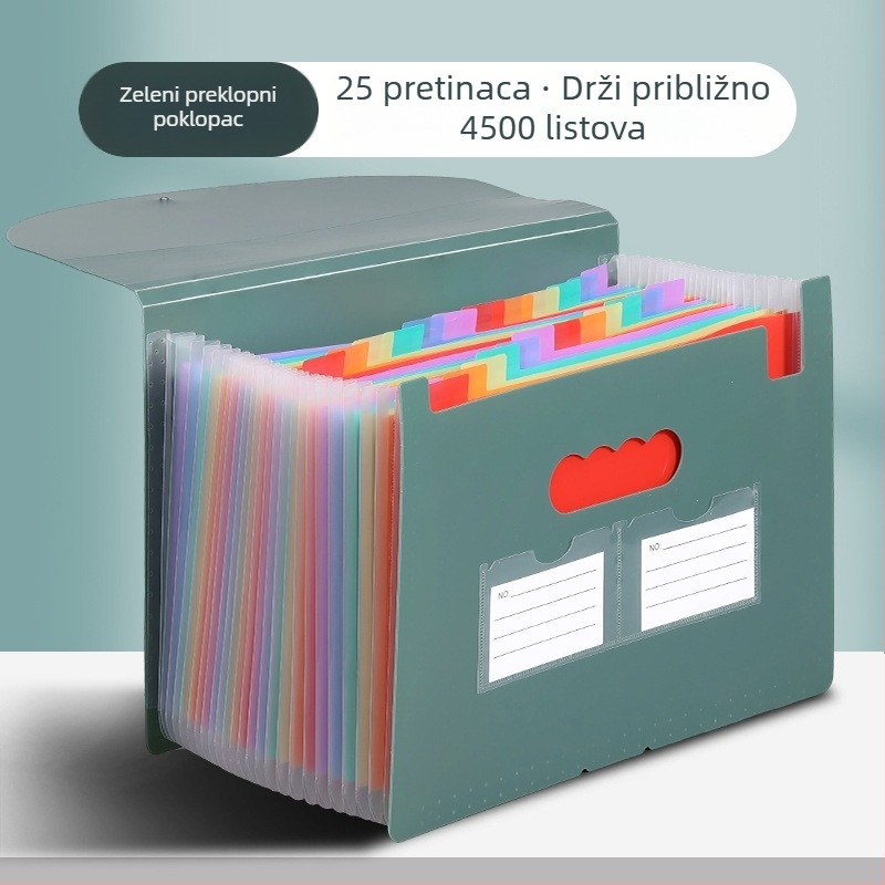 Yurui PP stojeći trostrano zatvoren fascikl s 25 pretinaca, mogućnost ispisa logotipa
