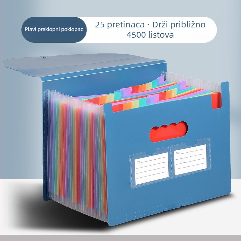 Yurui PP stojeći trostrano zatvoren fascikl s 25 pretinaca, mogućnost ispisa logotipa