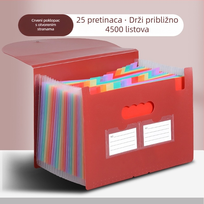 Yurui PP stojeći trostrano zatvoren fascikl s 25 pretinaca, mogućnost ispisa logotipa