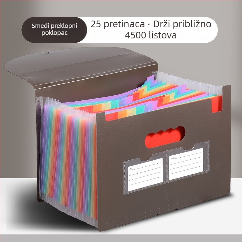 Yurui PP stojeći trostrano zatvoren fascikl s 25 pretinaca, mogućnost ispisa logotipa
