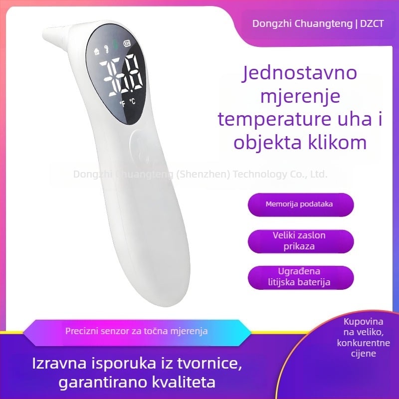 Infracrveni beskontaktni termometar za čelo i objekt, ručni dvostruko namjenski digitalni termometar, mjerenje <1 s, raspon 32.0–42.9°C, USB punjenje