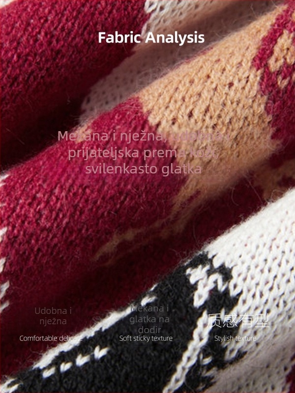 Muški džemper s jacquardom, okrugli ovratnik, opuštenog kroja, debeli zimski pleteni, yarn-dyed