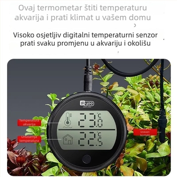 Akvarijski termometar visoke preciznosti s elektroničkim senzorom temperature, vanjski ljepljivi senzor (ABS, model C1-1131, mjerenje temperature)
