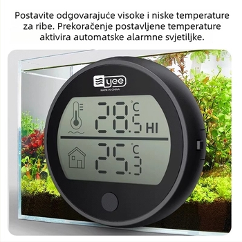 Akvarijski termometar visoke preciznosti s elektroničkim senzorom temperature, vanjski ljepljivi senzor (ABS, model C1-1131, mjerenje temperature)
