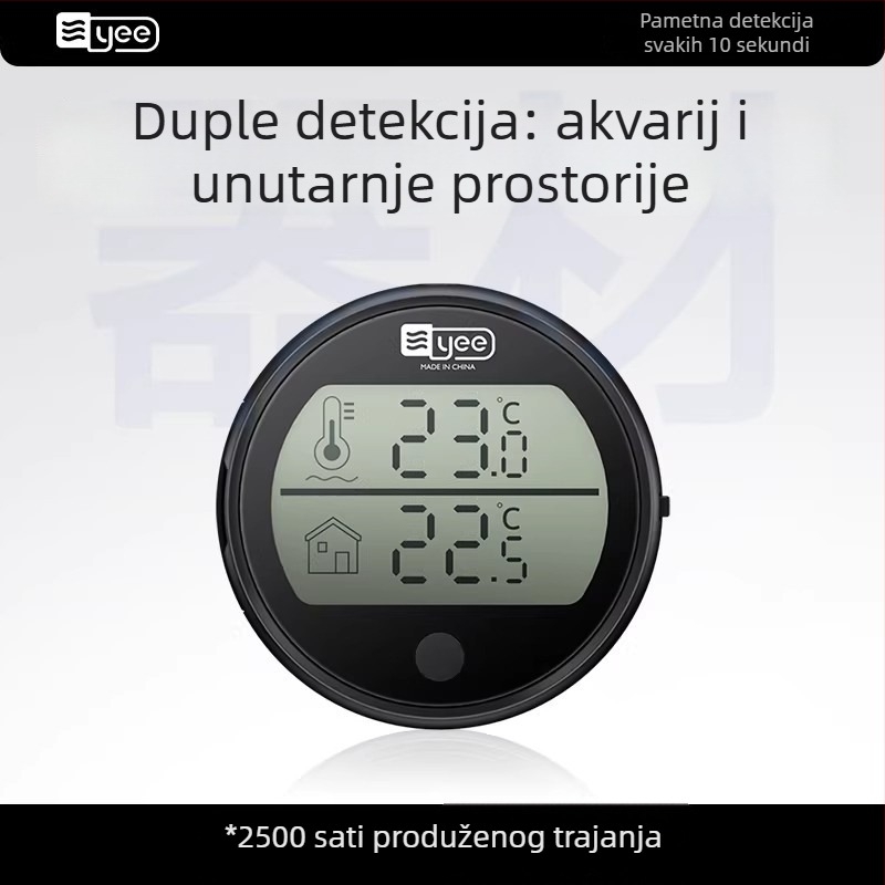 Akvarijski termometar visoke preciznosti s elektroničkim senzorom temperature, vanjski ljepljivi senzor (ABS, model C1-1131, mjerenje temperature)
