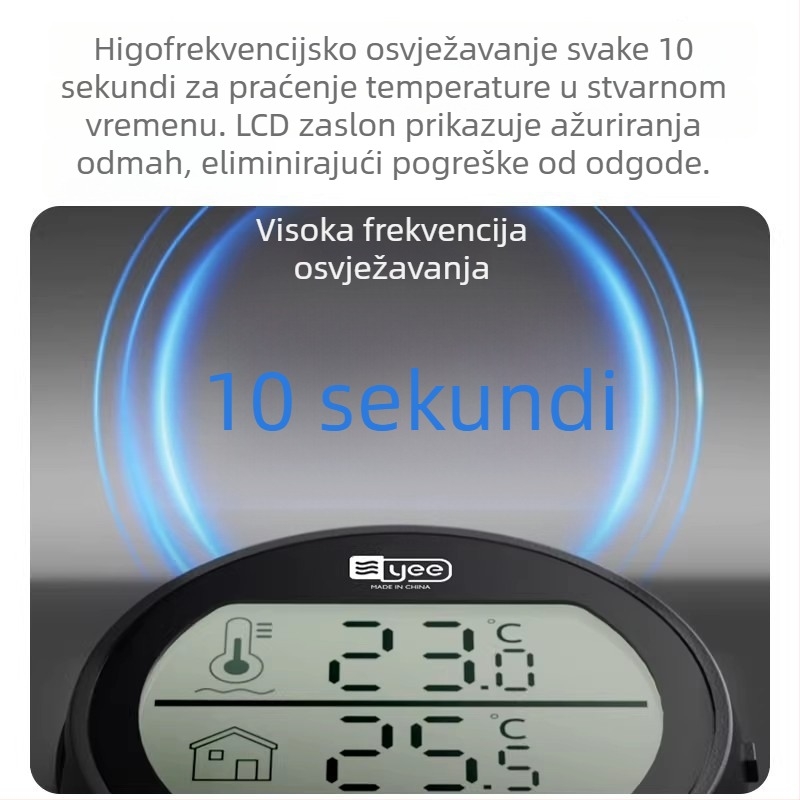 Akvarijski termometar visoke preciznosti s elektroničkim senzorom temperature, vanjski ljepljivi senzor (ABS, model C1-1131, mjerenje temperature)
