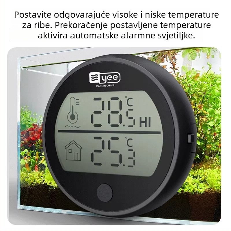 Akvarijski termometar visoke preciznosti s elektroničkim senzorom temperature, vanjski ljepljivi senzor (ABS, model C1-1131, mjerenje temperature)
