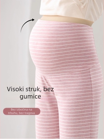 Hlače za trudnoću - tople, slobodan kroj - poliester-spandeks smjesa (90-95% poliester, spandeks <30%), srednja debljina