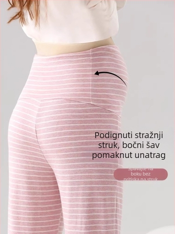 Hlače za trudnoću - tople, slobodan kroj - poliester-spandeks smjesa (90-95% poliester, spandeks <30%), srednja debljina
