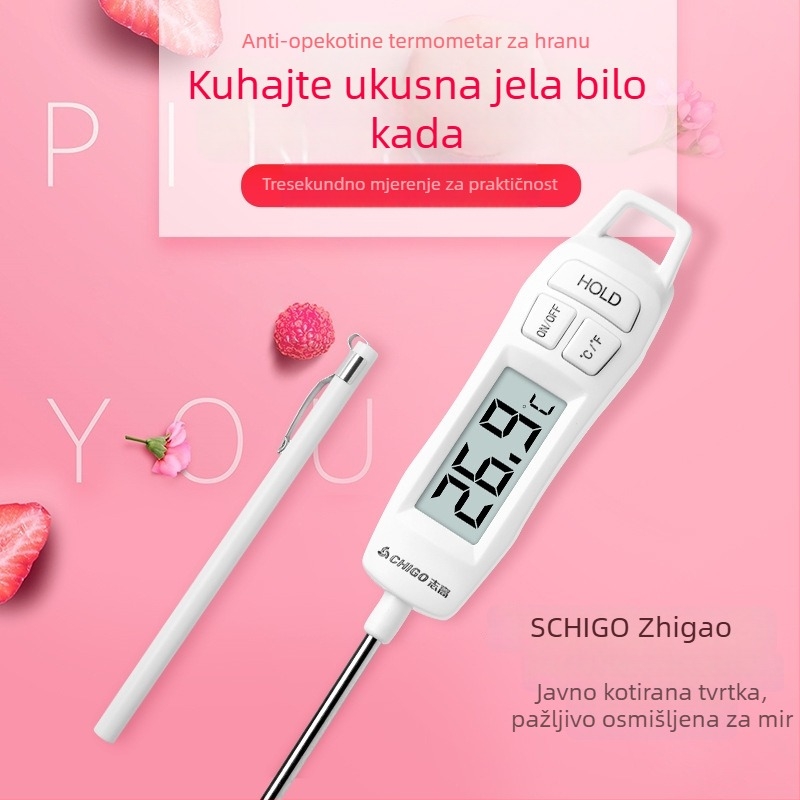 Chigo Visoko precizan elektronički termometar za hranu s sondom za tekućine, raspon -50°C do 300°C