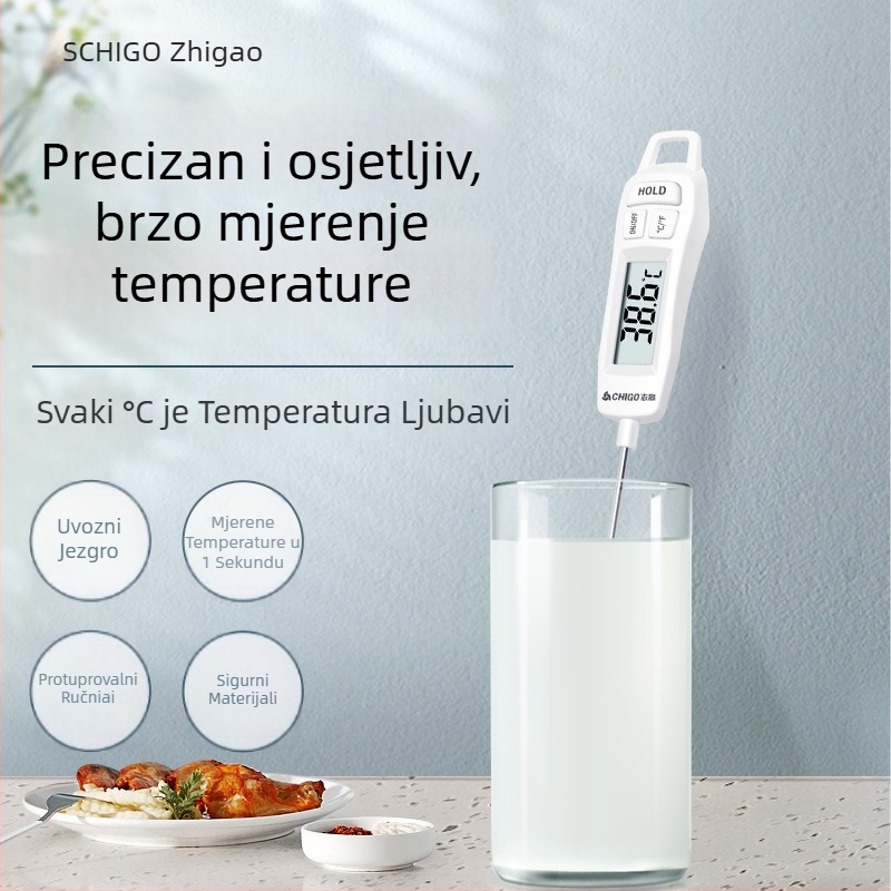 Chigo Visoko precizan elektronički termometar za hranu s sondom za tekućine, raspon -50°C do 300°C