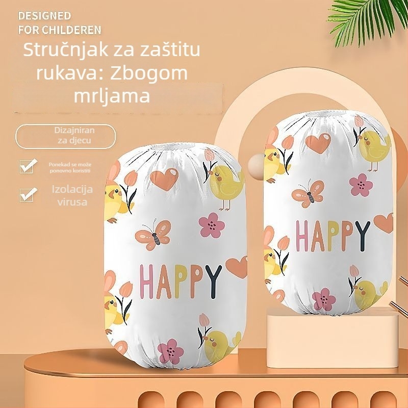 Dječji jednokratni zaštitni rukavi – unisex, otporni na mrlje, crtani stil – izlazak u jesen 2025