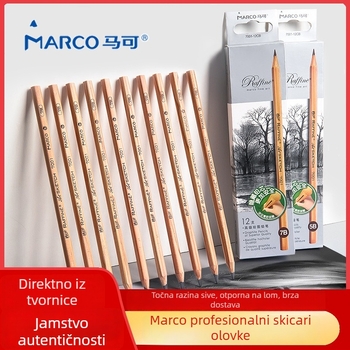Marco 7001 profesionalni umjetnički set olovaka — drvene olovke 2B i HB, grafit/ugljen, 12 kom. u kutiji, 240 kutija u kartonu