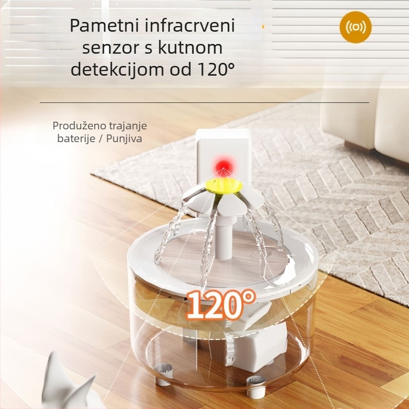 Dispenzer za vodu za kućne ljubimce s automatskom cirkulacijom filtracijom, odvojivi, kapacitet 1500 ml ili 3000 ml, za pse i mačke