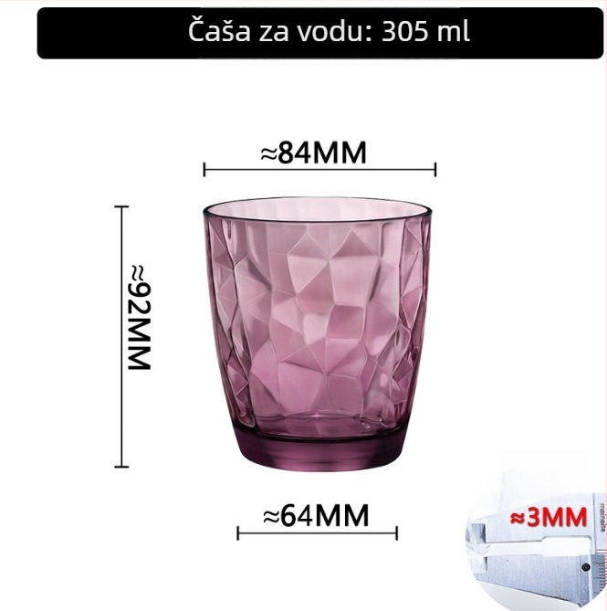 Set čaša za četkicu i vodu za usta od stakla soda-lime, cilindričnog oblika, jednovojni uzorak, moderan minimalistički stil, šest komada