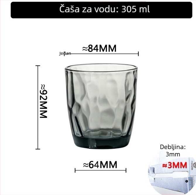 Set čaša za četkicu i vodu za usta od stakla soda-lime, cilindričnog oblika, jednovojni uzorak, moderan minimalistički stil, šest komada