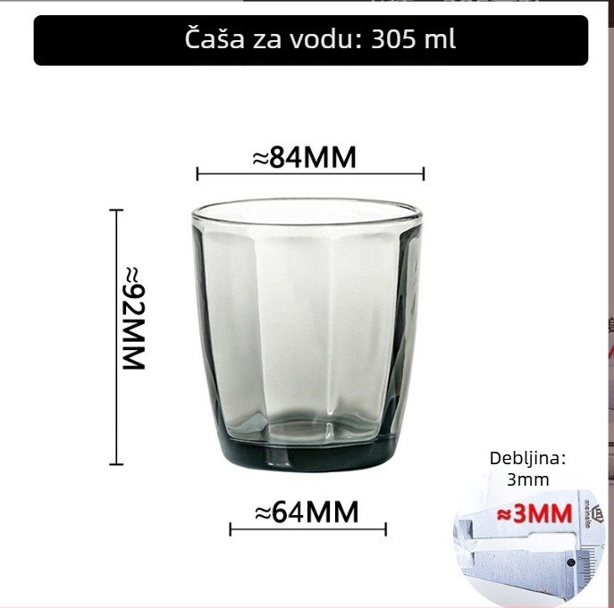 Set čaša za četkicu i vodu za usta od stakla soda-lime, cilindričnog oblika, jednovojni uzorak, moderan minimalistički stil, šest komada