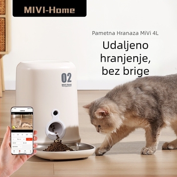 Pametni automatski hranilnik za mačke i pse, kapacitet 4 L, odvojiv i jednostavan za čišćenje, programirano doziranje i hranjenje, daljinsko upravljanje