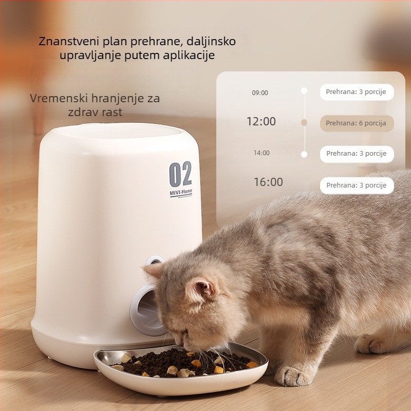 Pametni automatski hranilnik za mačke i pse, kapacitet 4 L, odvojiv i jednostavan za čišćenje, programirano doziranje i hranjenje, daljinsko upravljanje