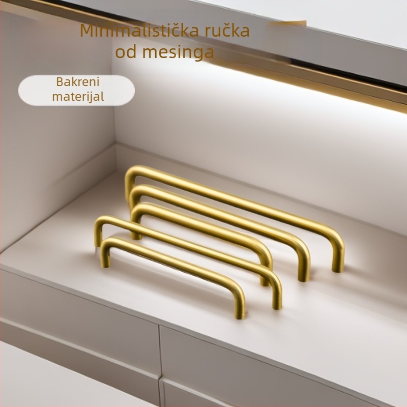 Rućka za vrata ormara – nordijski mesing, kovano, moderni minimalistički stil, model 53HB