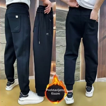 Muške casual ravne hlače s visokim strukom, gusta tkanina, bambus vlakno, japanski retro stil