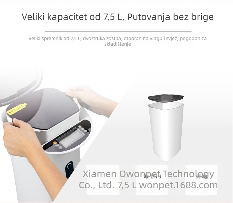 Pametna hranilica za kućne ljubimce s upravljačem na tipke, vremenski i porcijski način hranjenja, bez interneta, kapacitet 7,5 L