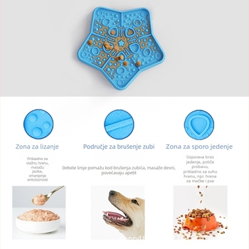 Silikonska podloga za lizanje s posudom za polagano hranjenje, s privjeskom i oblikom zvjezdice, za pse i mačke